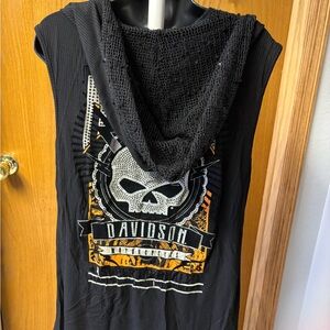 Black Sleeveless jacket with Skull Design